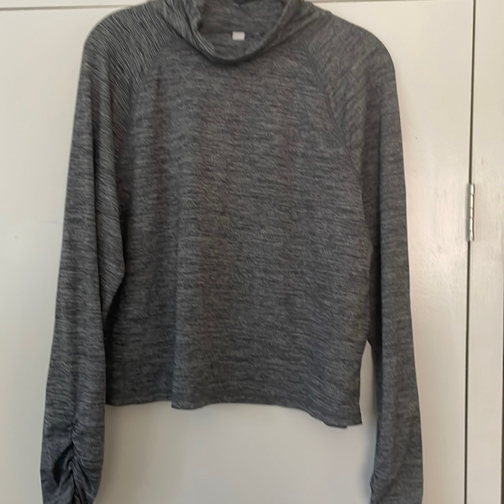 Zella marled gray ruched turtleneck